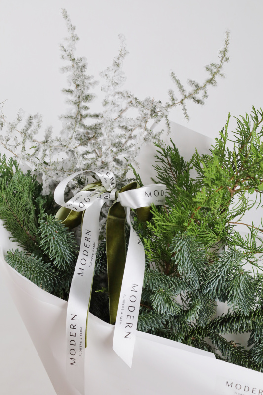 ХВОЙНАЯ ОХАПКА С ЗАСНЕЖЕННЫМ АСПАРАГУСОМ